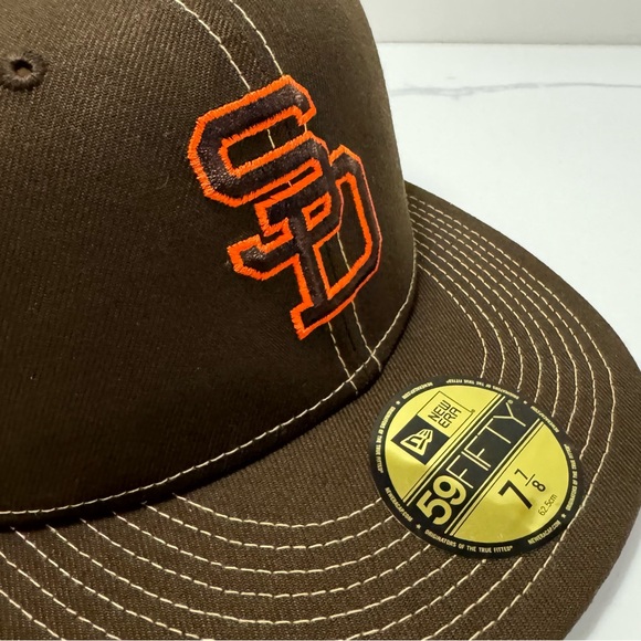 New Era San Diego Padres Stadium Patch Brown Gold 59FIFTY Fitted Hat Men’s 7 7/8 - Picture 4 of 6
